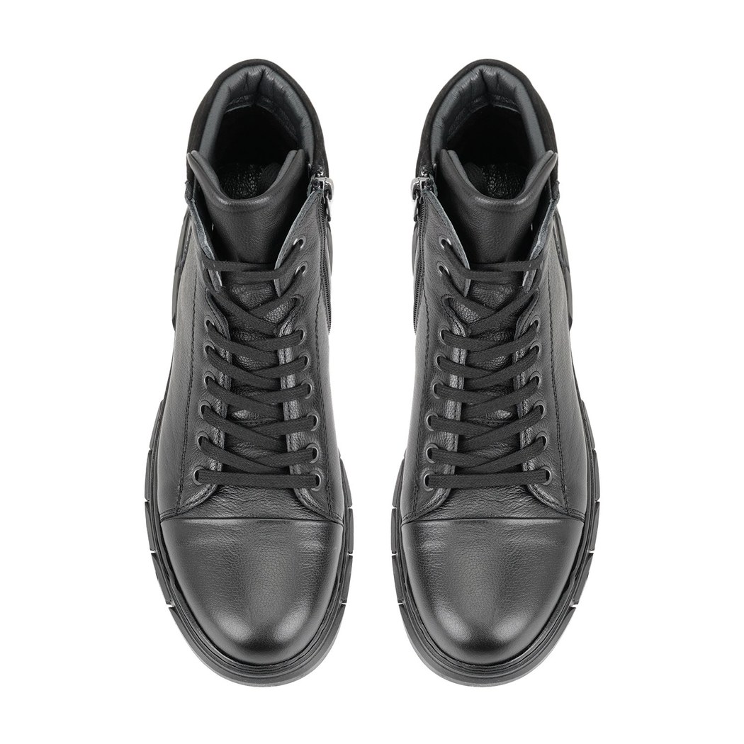 Johnny Siyah Erkek Fermuarlı Deri Bot