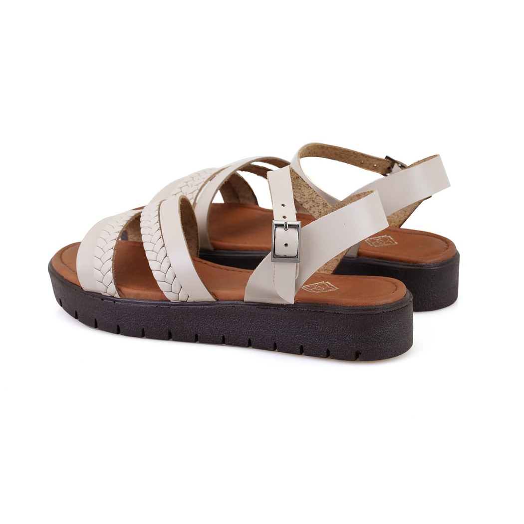 Jolene Bej Kadın Ayarlanabilir Tokalı Deri Sandalet