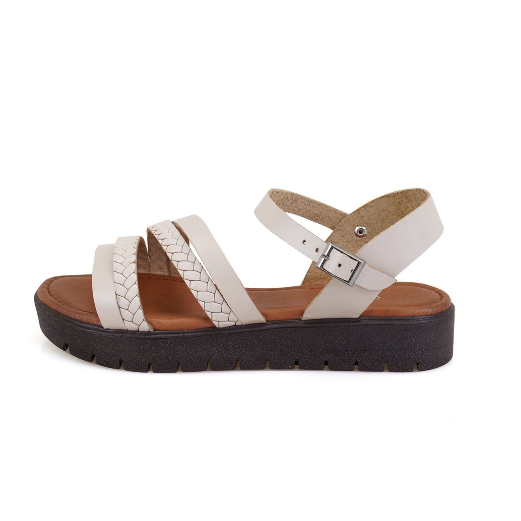 Jolene Bej Kadın Ayarlanabilir Tokalı Deri Sandalet