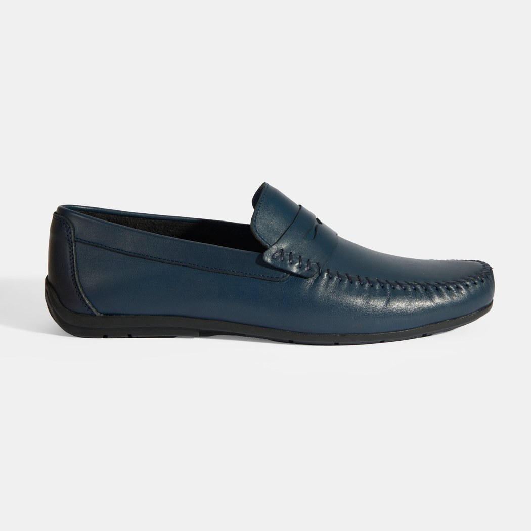 Jovian Lacivert Erkek Deri Slip-On Loafer