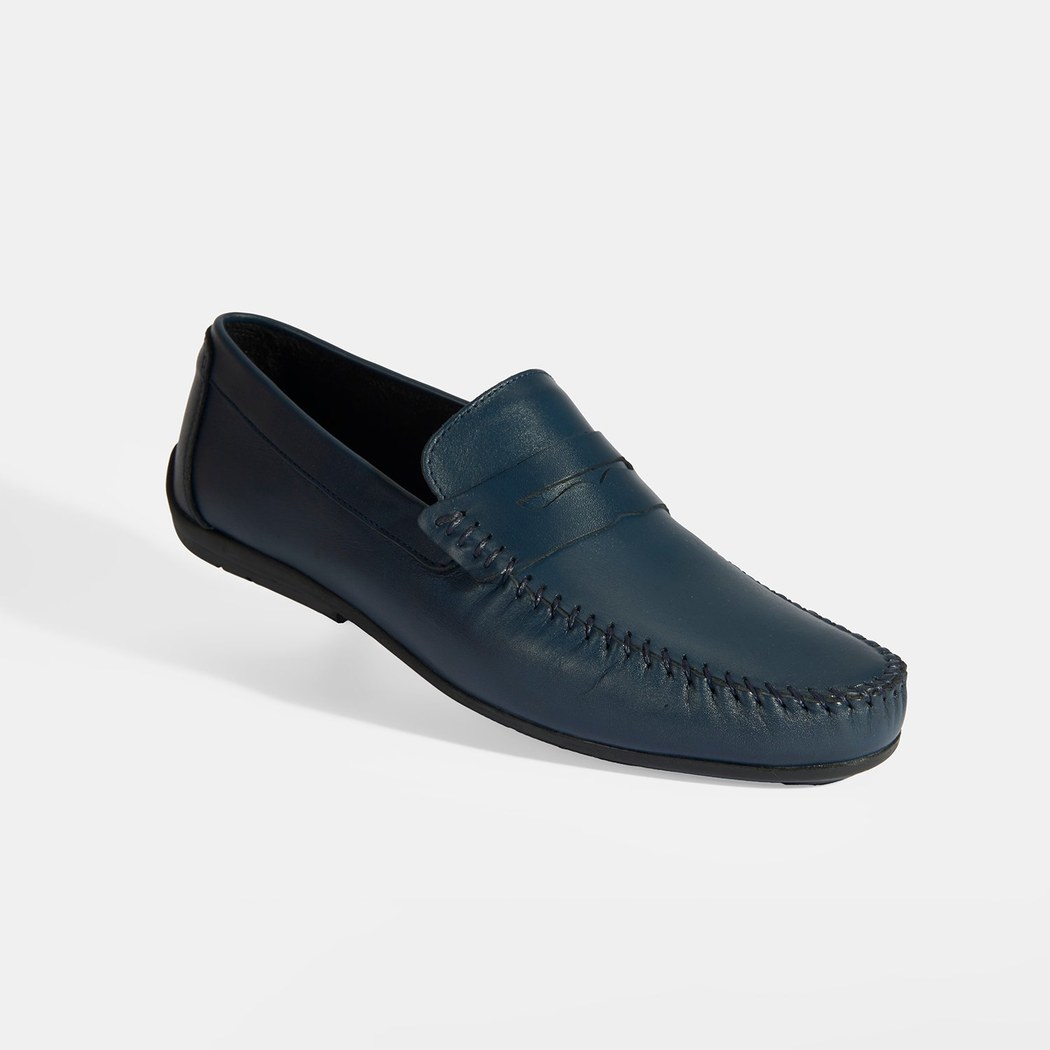Jovian Lacivert Erkek Deri Slip-On Loafer