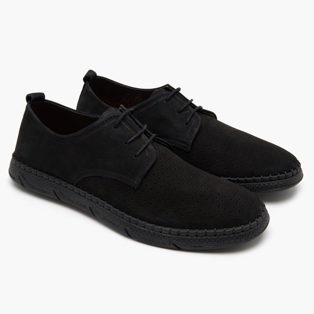 Juna Siyah Erkek Nubuk Deri Günlük Ayakkabı
