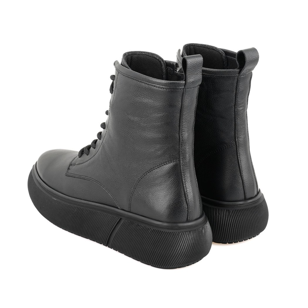 Juno Siyah Kadın Fermuarlı Deri Bot