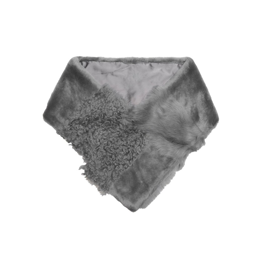 K11392 KADIN KÜRK ŞAL YAKA, GREY PEAR, S