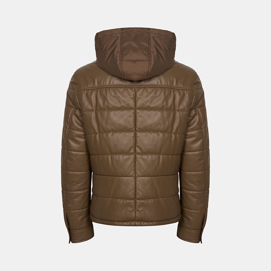 K15003 ERKEK KAPÜŞONLU DERİ MONT