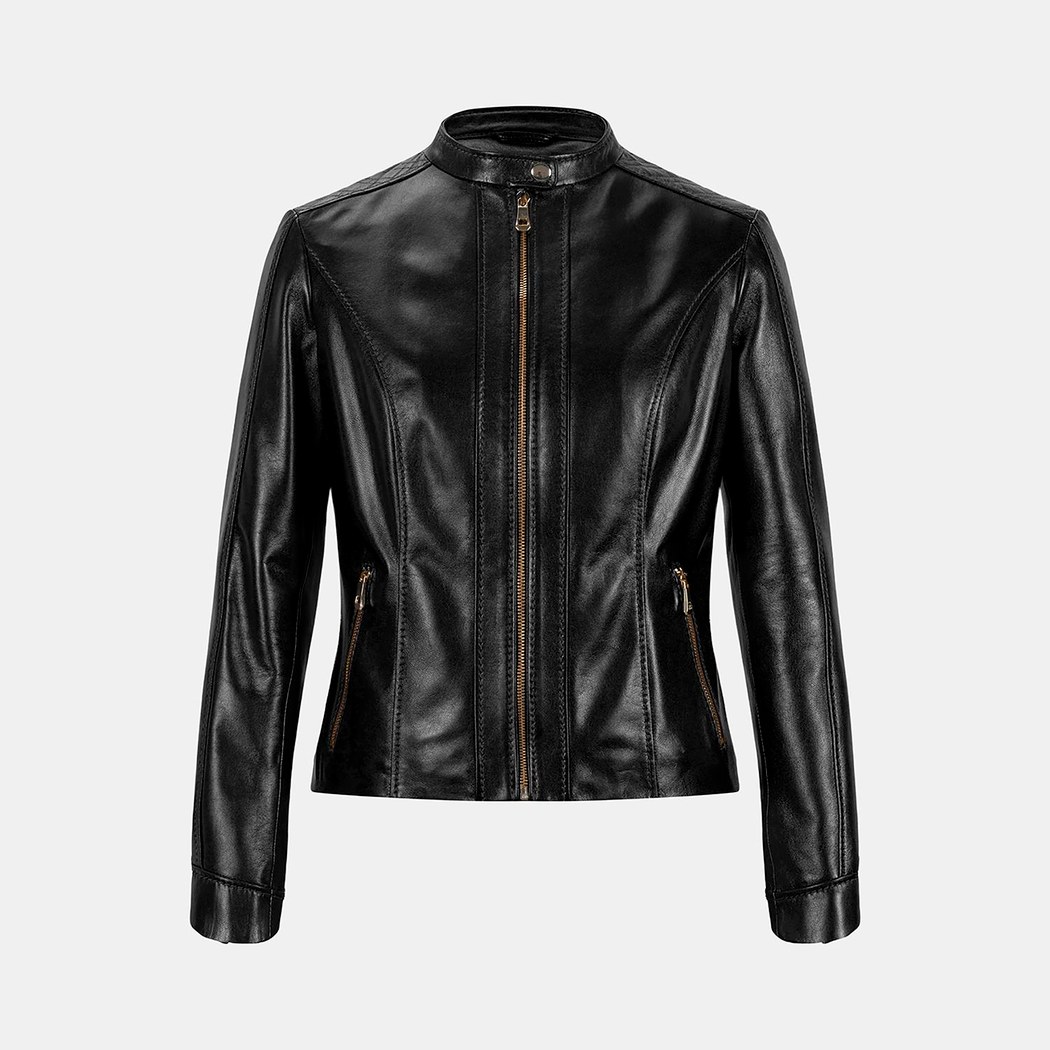 K15005 KADIN DERİ CEKET-E