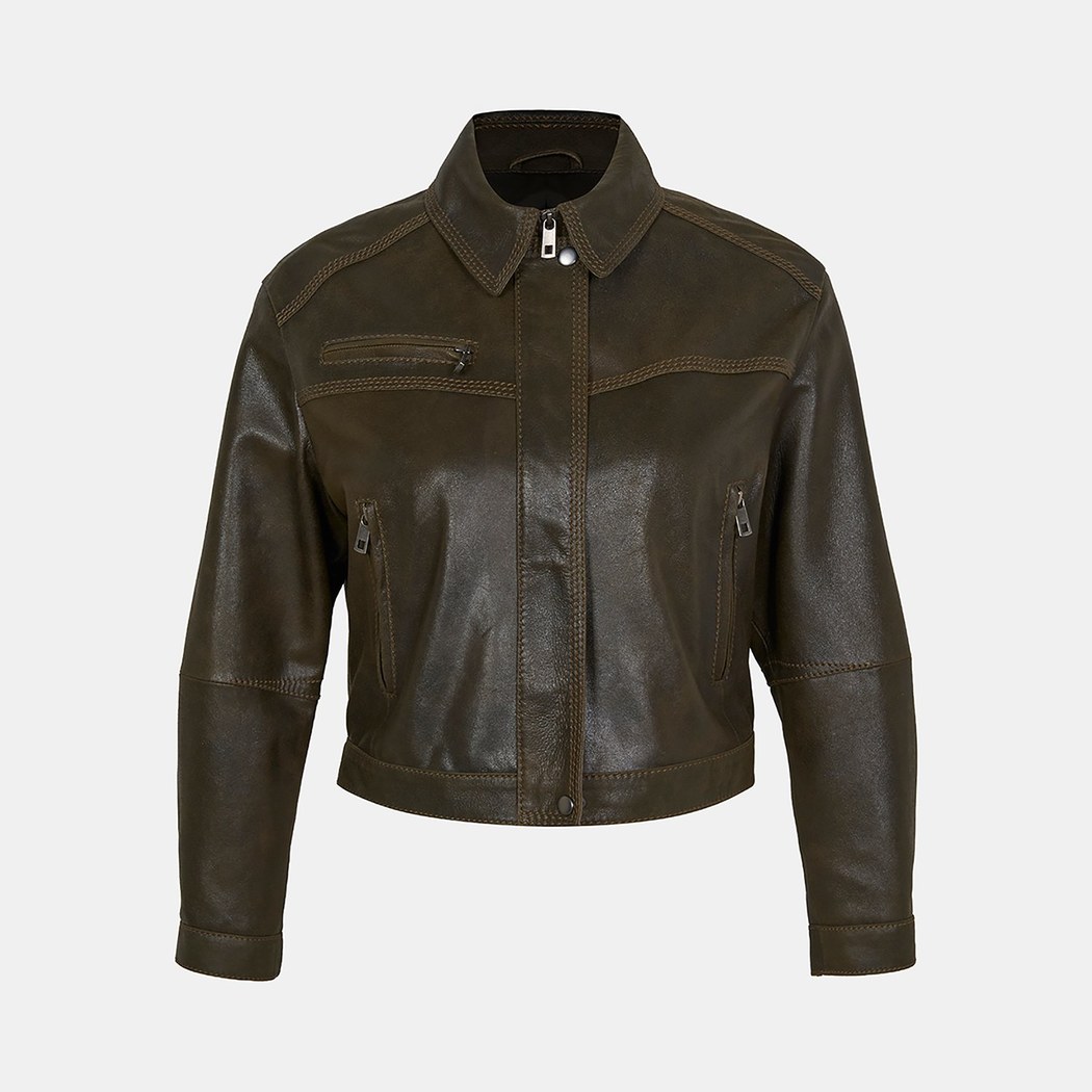 K15028 KADIN DERİ BOMBER CEKET