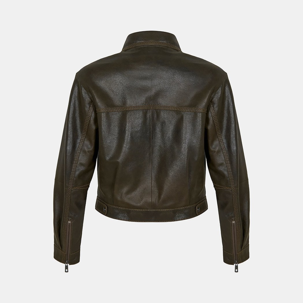 K15028 KADIN DERİ BOMBER CEKET