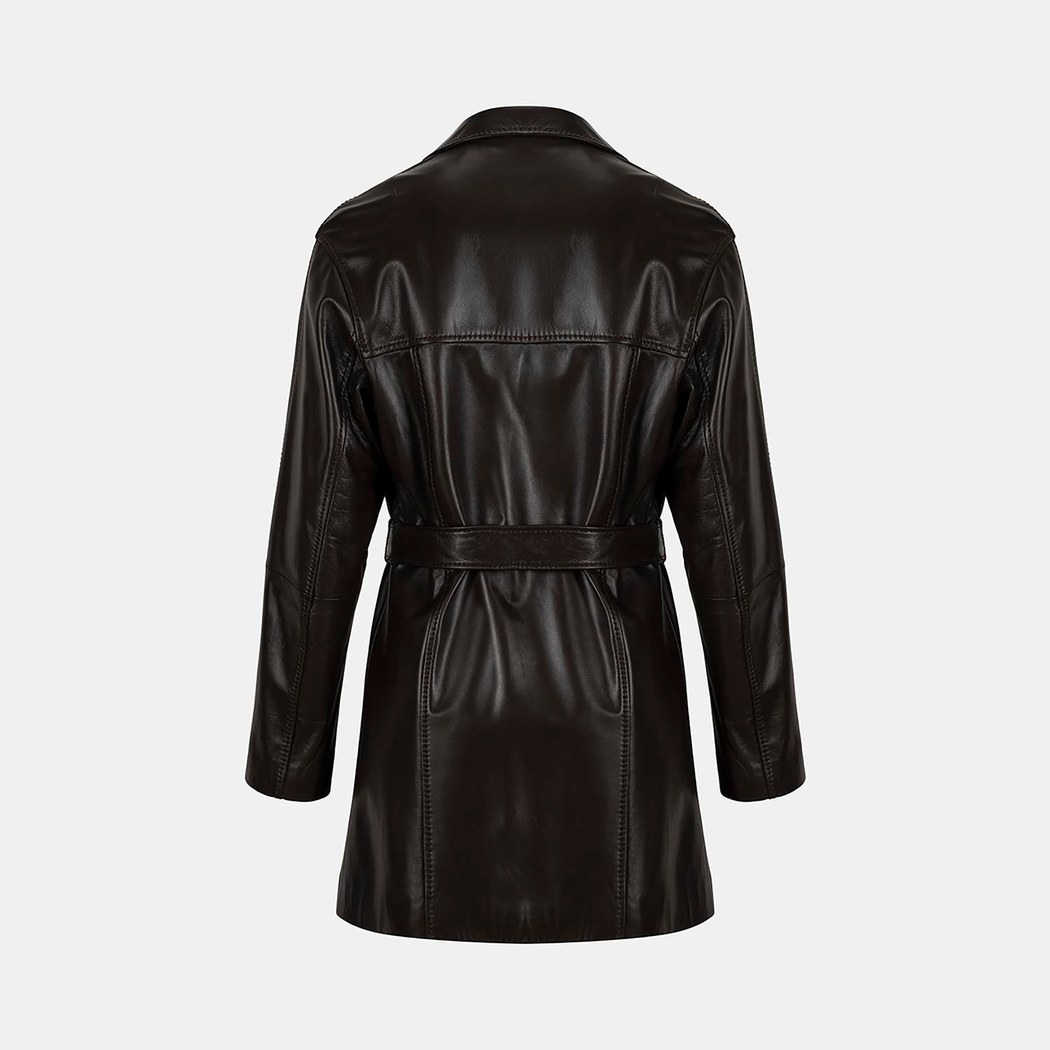 K15069 KADIN DERİ TRENÇKOT