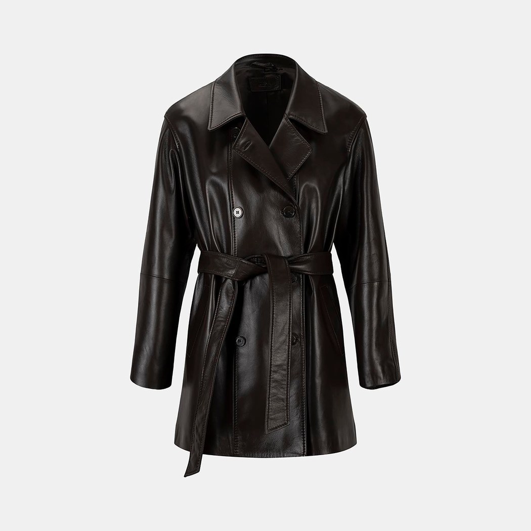 K15069 KADIN DERİ TRENÇKOT