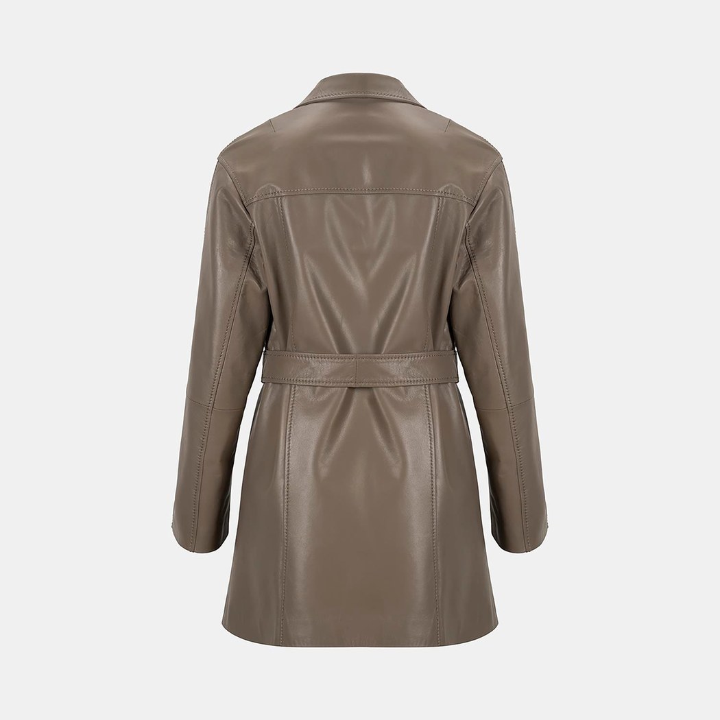 K15069 KADIN DERİ TRENÇKOT