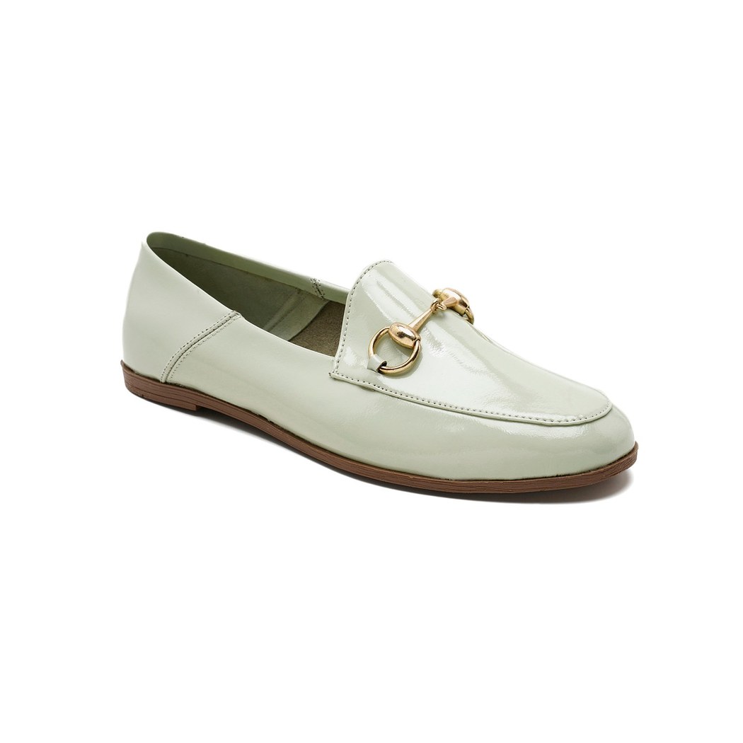 Kadın Açık Yeşil Rugan Deri Loafer