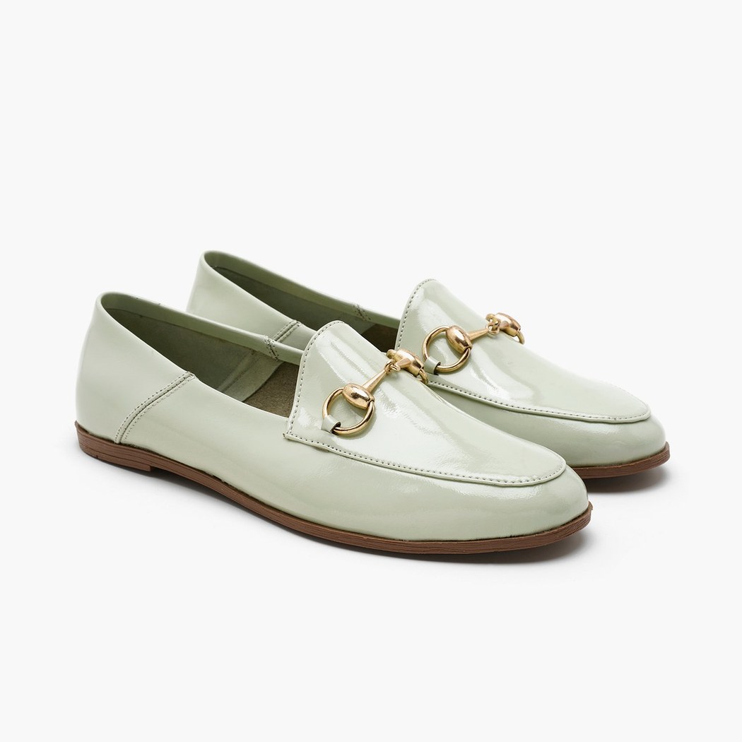 Kadın Açık Yeşil Rugan Deri Loafer