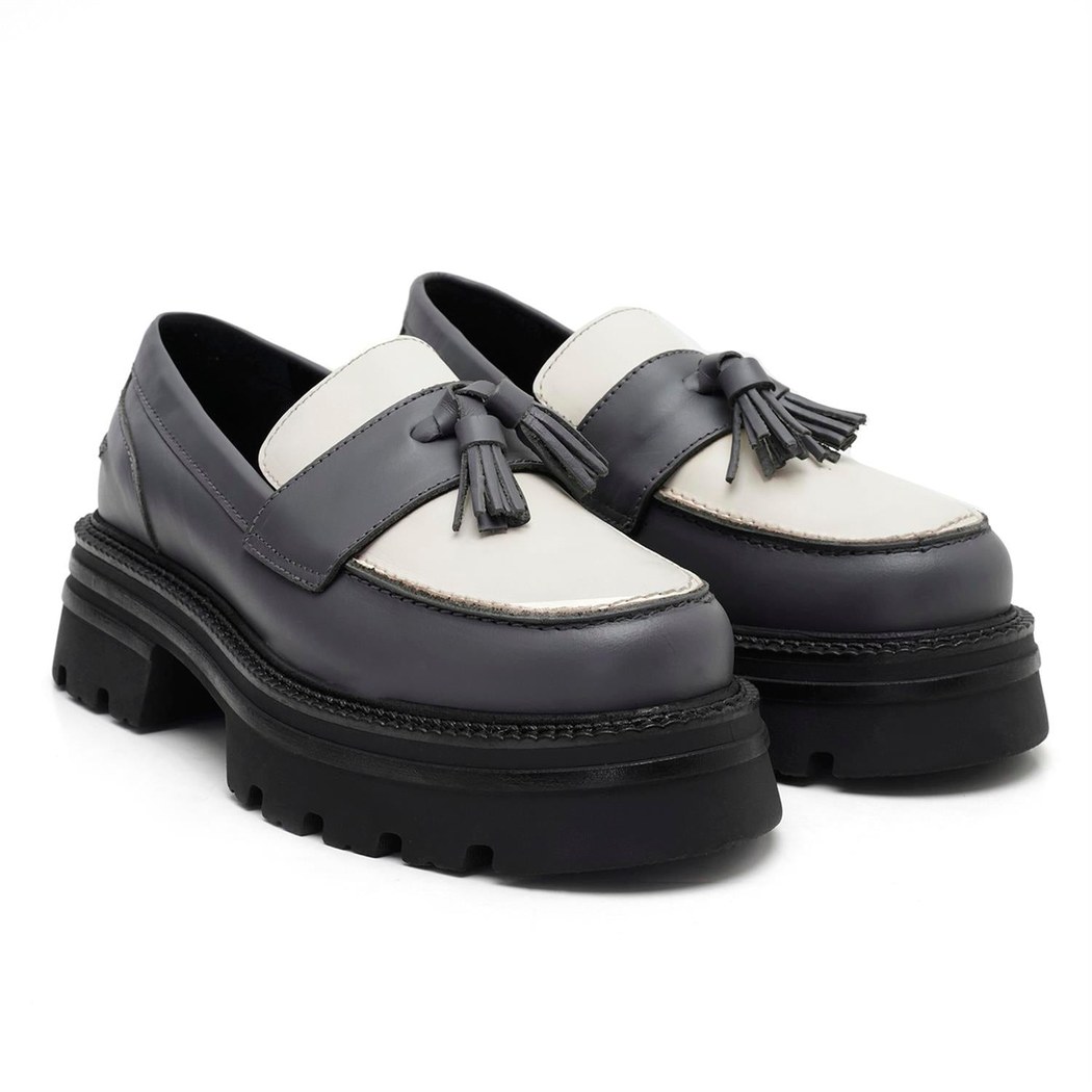 Kadın Antrasit Deri Loafer