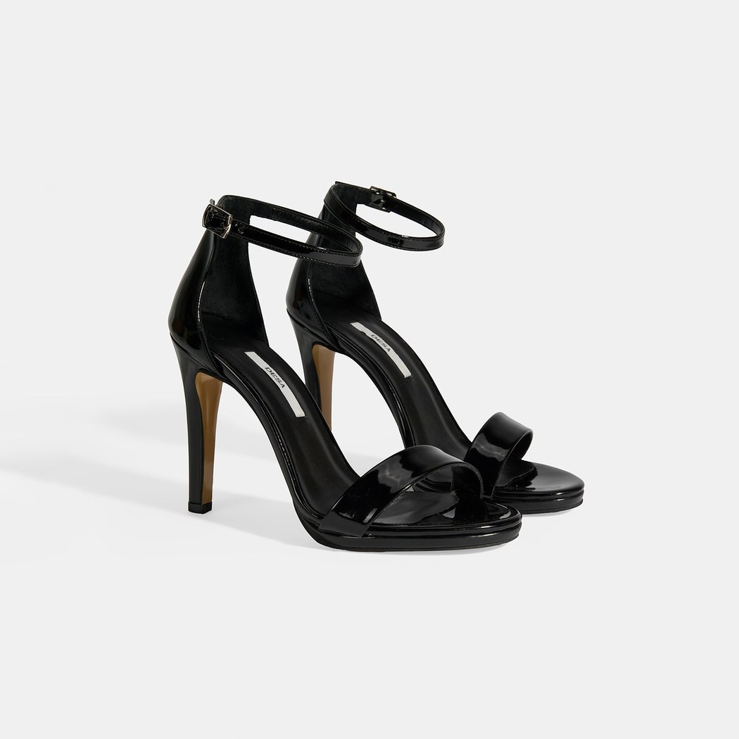 Kadın Bantlı Siyah Topuklu Abiye Sandalet