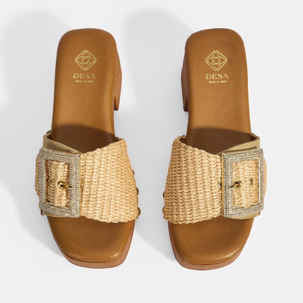 Kadın Bej Ayarlanabilir Toka Detaylı Topuklu Terlik