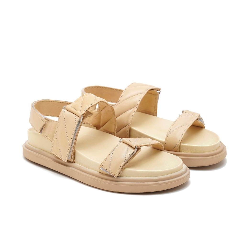 Kadın Bej Deri Sandalet