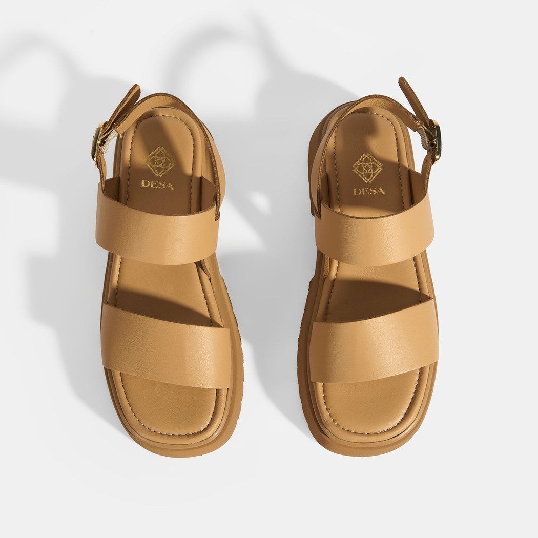 Kadın Bej Deri Sandalet