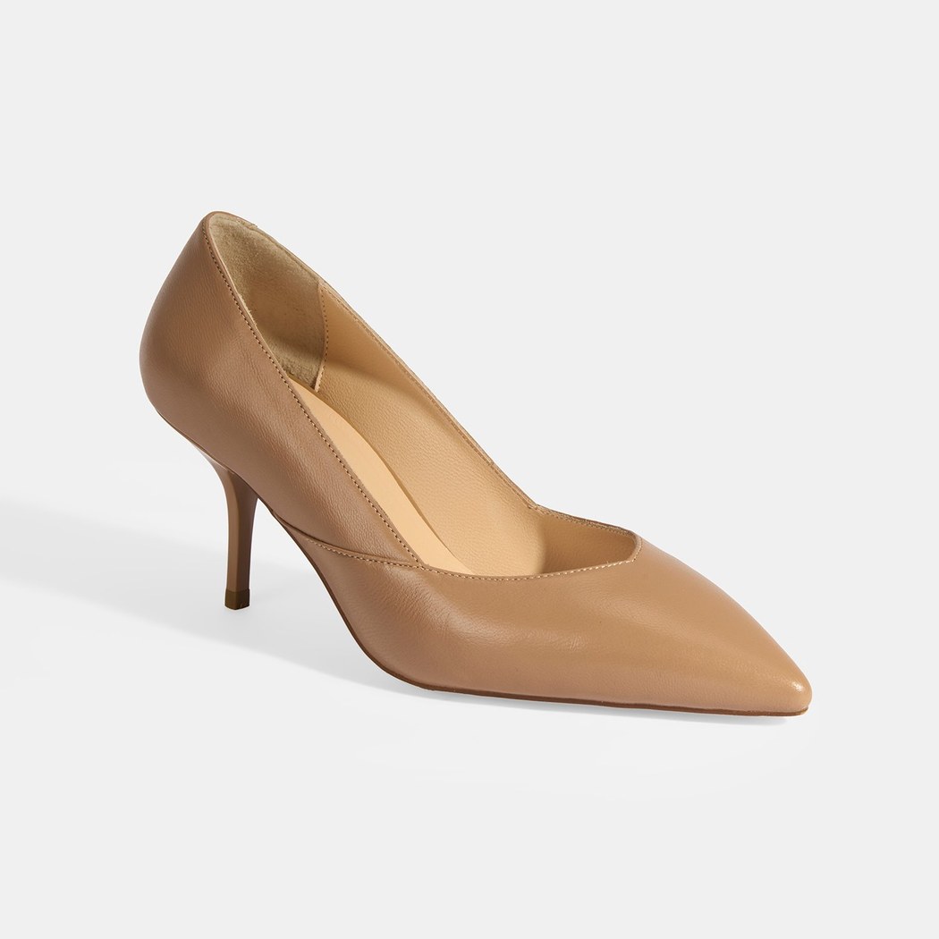 Kadın Bej Deri Topuklu Klasik Ayakkabı