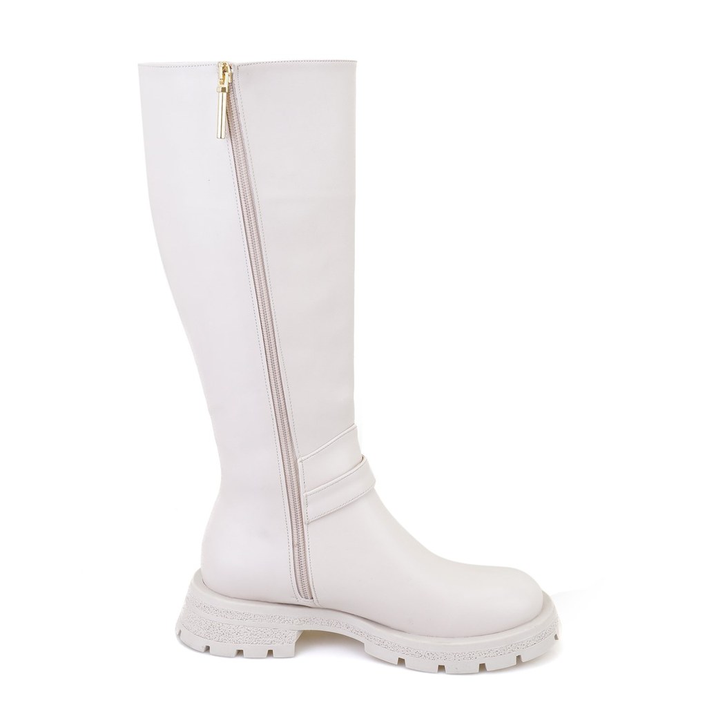 Kadın Bej Fermuarlı Çizme