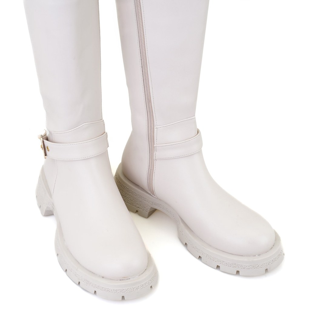 Kadın Bej Fermuarlı Çizme