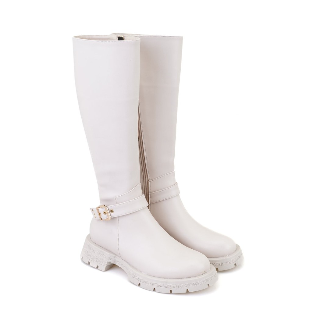 Kadın Bej Fermuarlı Çizme