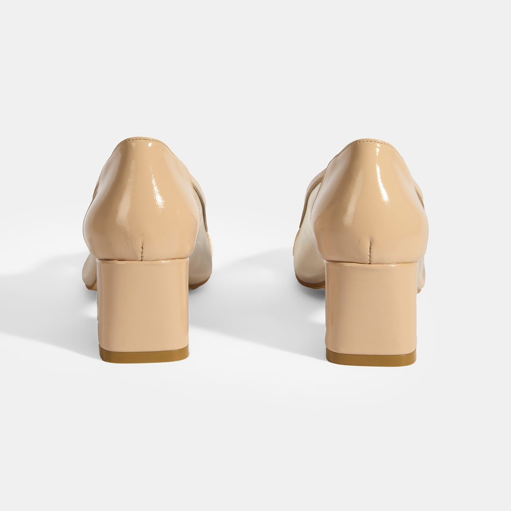 Kadın Bej File Detaylı Topuklu Klasik Ayakkabı