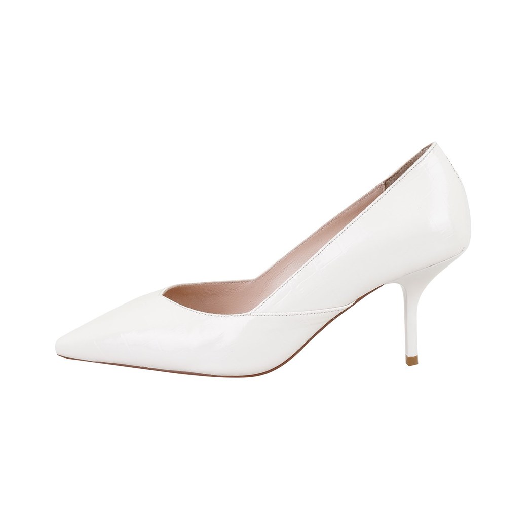 Kadın Bej Kroko Baskılı Rugan Deri Stiletto