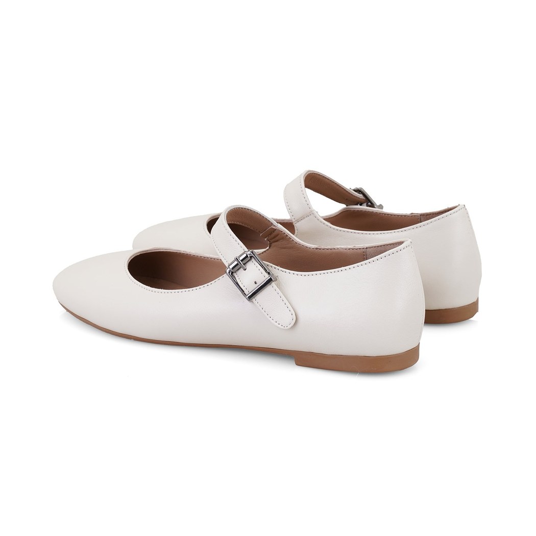 Kadın Bej Mary Jane Deri Babet