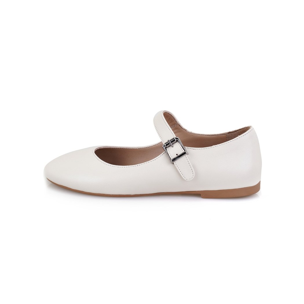 Kadın Bej Mary Jane Deri Babet