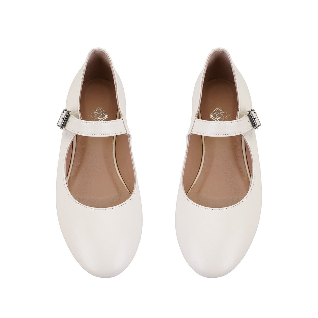 Kadın Bej Mary Jane Deri Babet