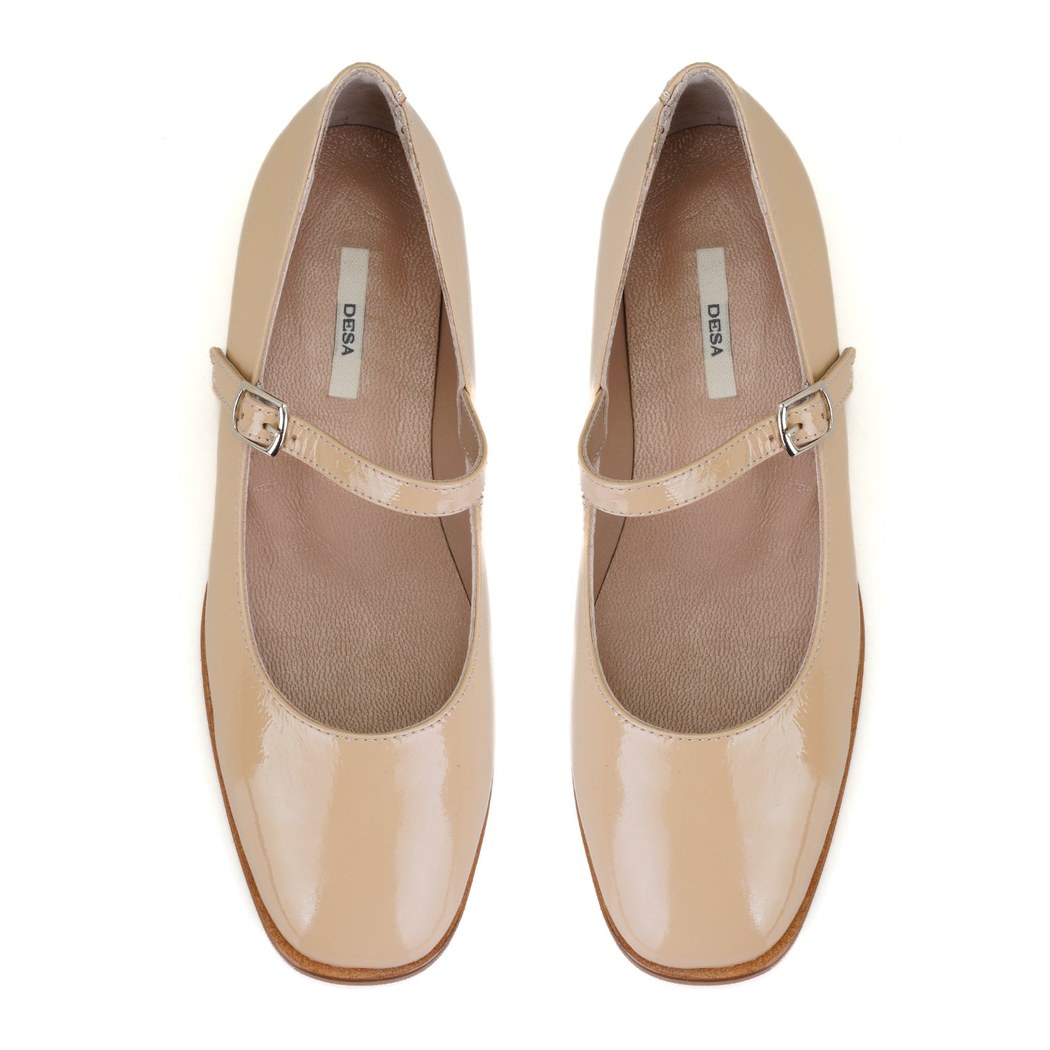 Kadın Bej Mary Jane Deri Babet