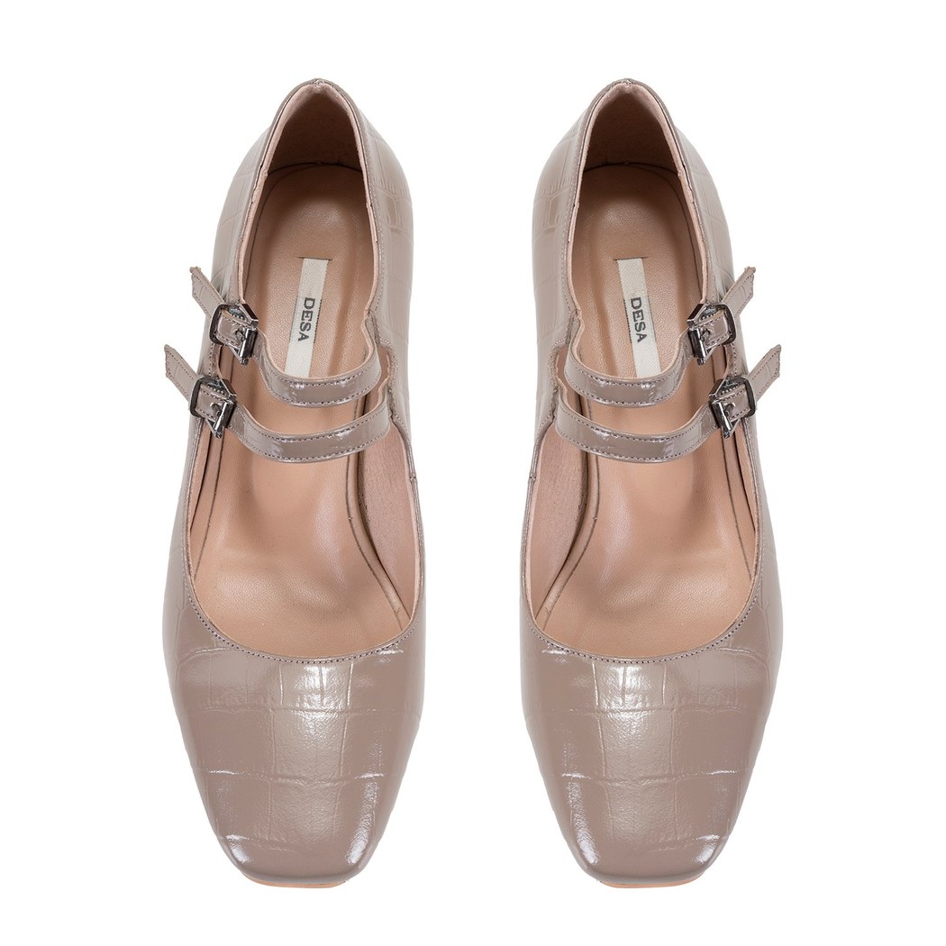 Kadın Bej Mary Jane Deri Klasik Ayakkabı
