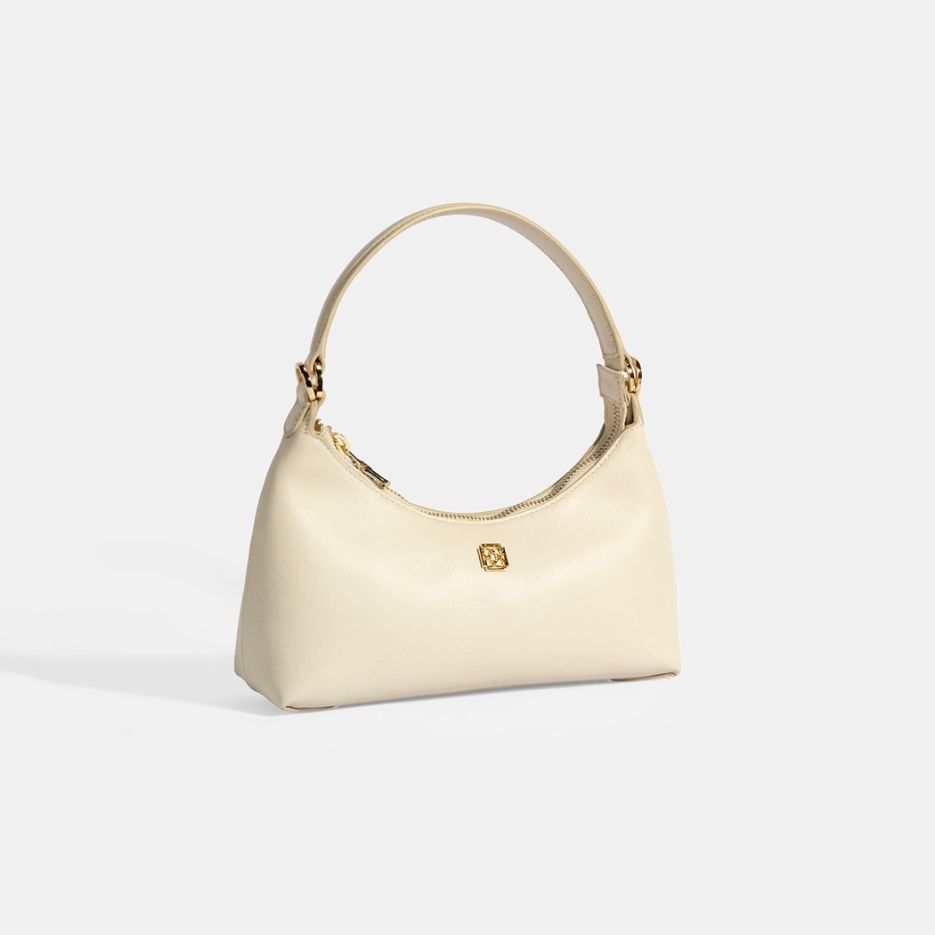 Kadın Bej Omuz Askılı Mini Deri El Çantası