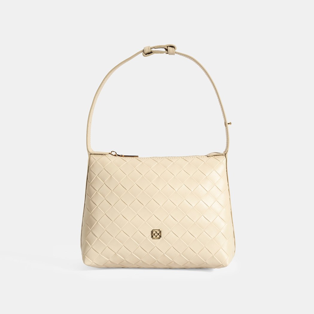 Kadın Bej Örgü Baskılı El Çantası