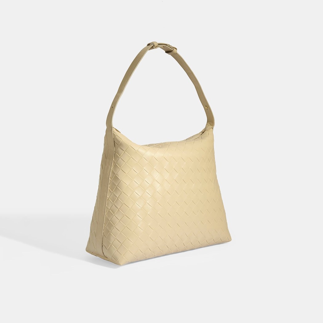 Kadın Bej Örgü Baskılı Omuz Çantası