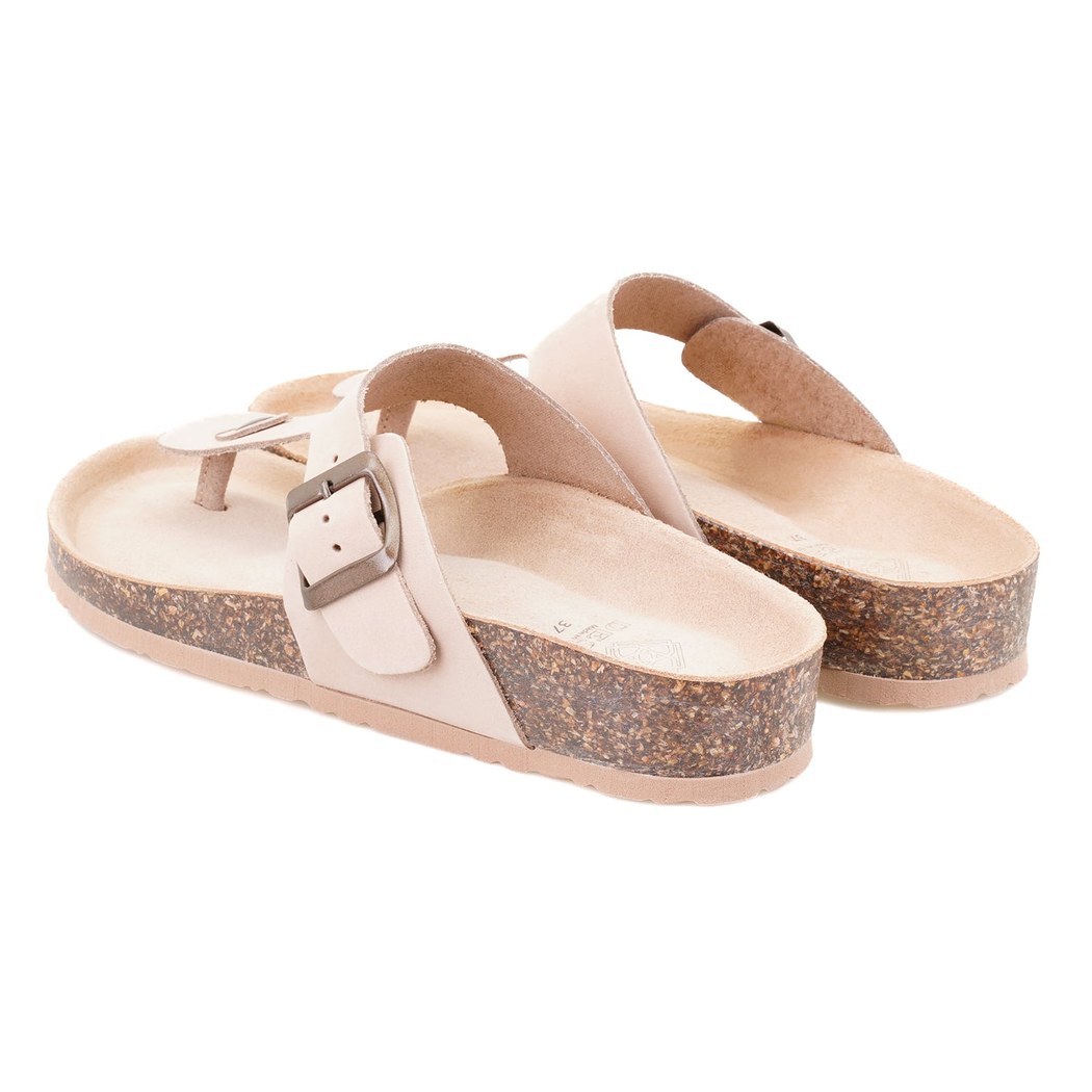 Kadın Bej Parmak Arası Nubuk Deri Terlik