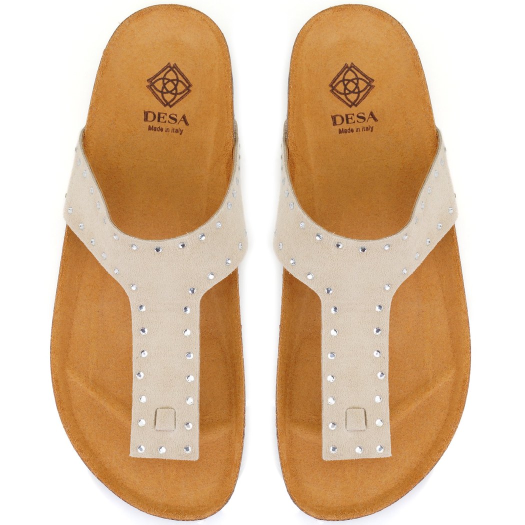 Kadın Bej Parmak Arası Süet Deri Terlik