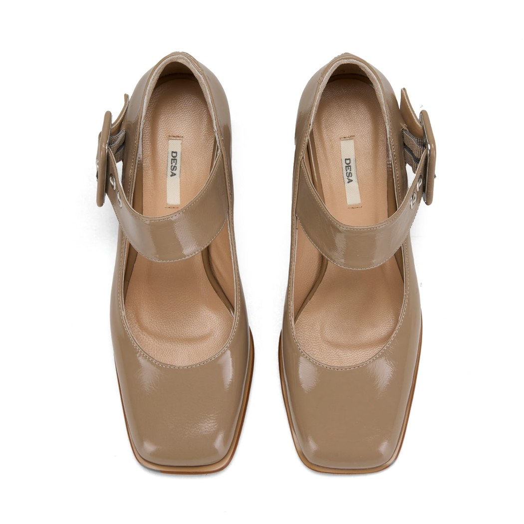 Kadın Bej Rugan Mary Jane Ayakkabı