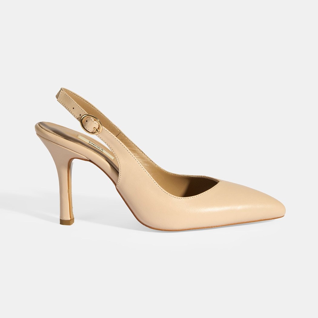 Kadın Bej Rugan Topuklu Klasik Ayakkabı