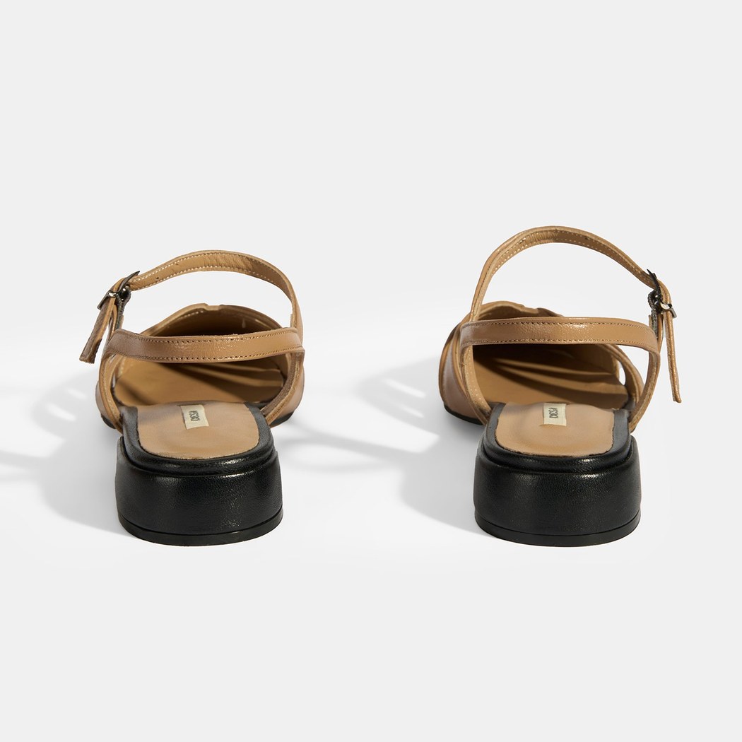 Kadın Bej Slingback Deri Günlük Ayakkabı