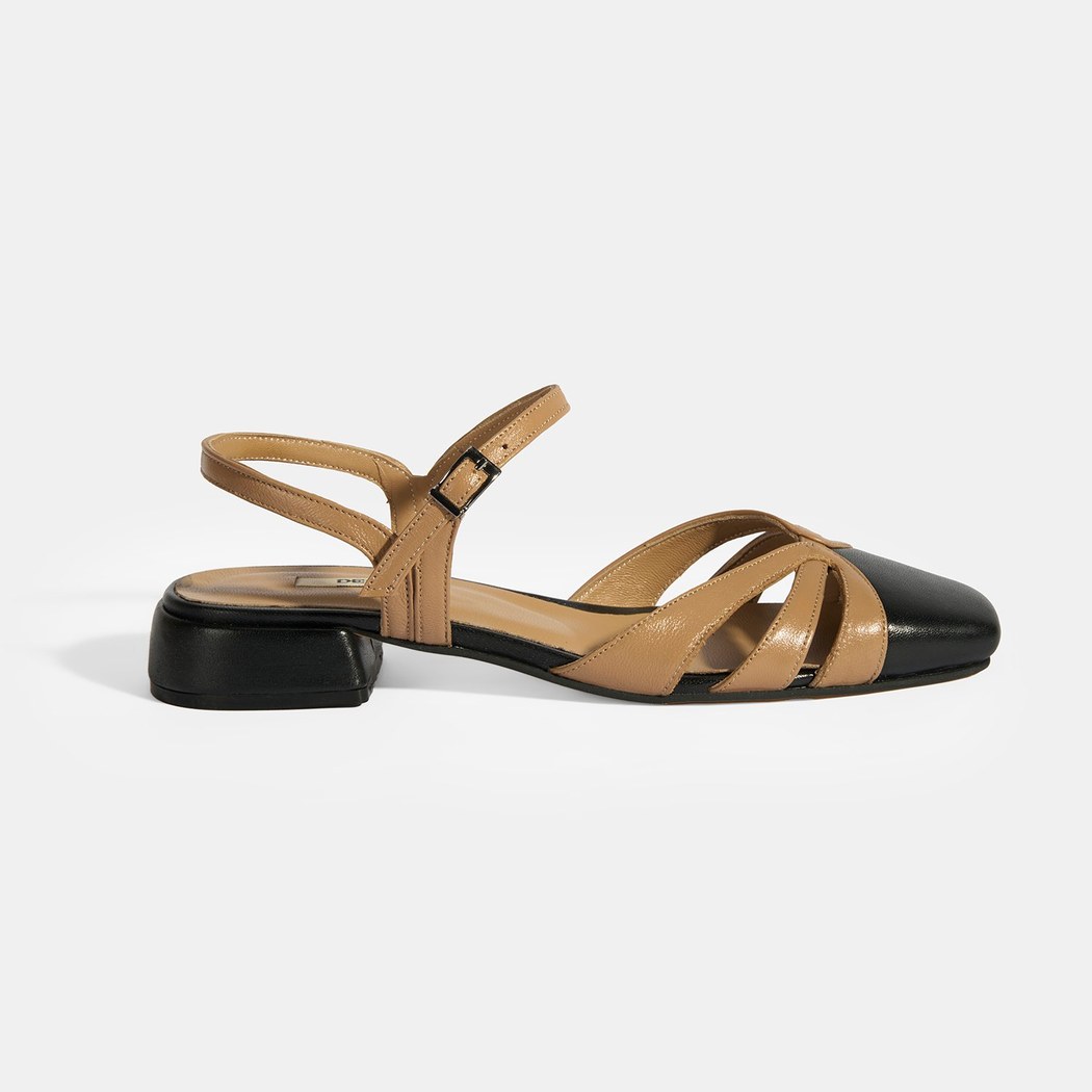 Kadın Bej Slingback Deri Günlük Ayakkabı