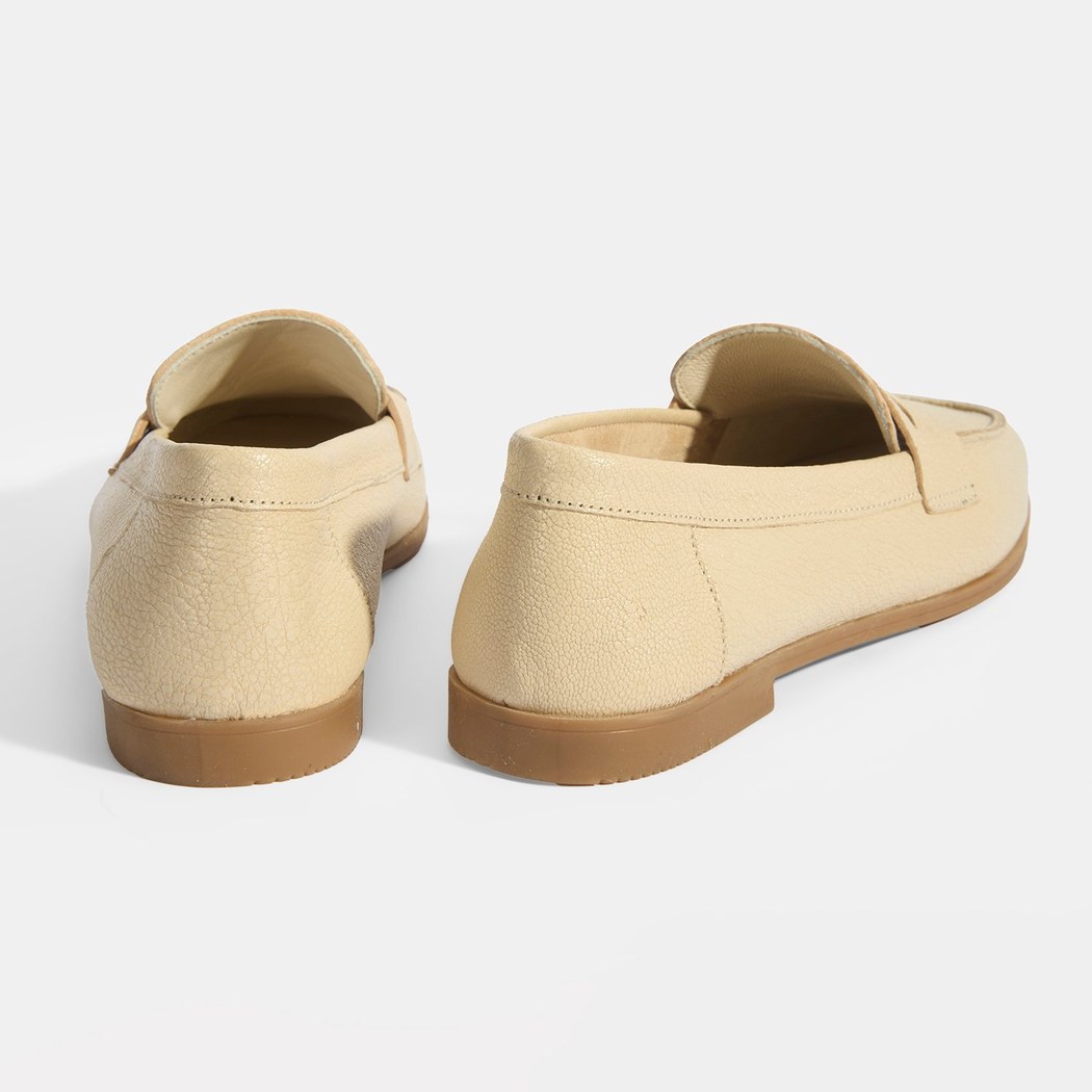 Kadın Bej Slip-On Deri Loafer