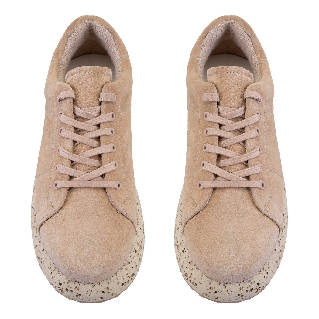 Kadın Bej Süet Deri Günlük Ayakkabı