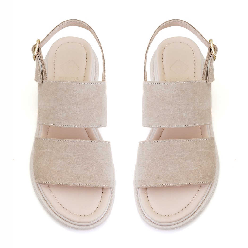Kadın Bej Süet Deri Sandalet
