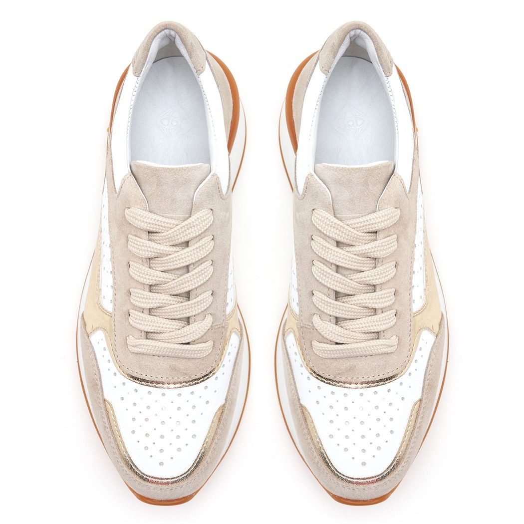 Kadın Bej Süet Deri Spor Ayakkabı