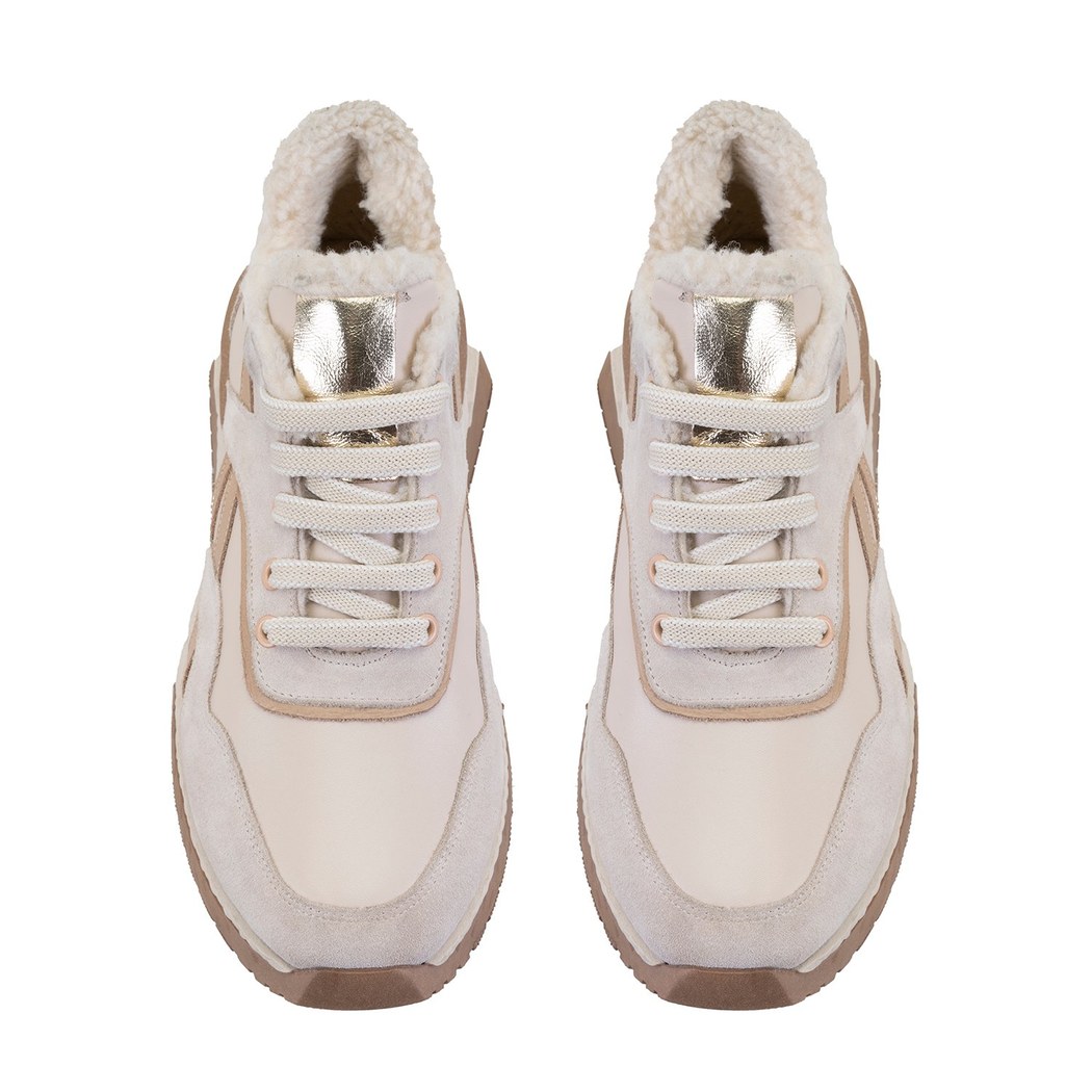 Kadın Bej Süet Deri Spor Ayakkabı