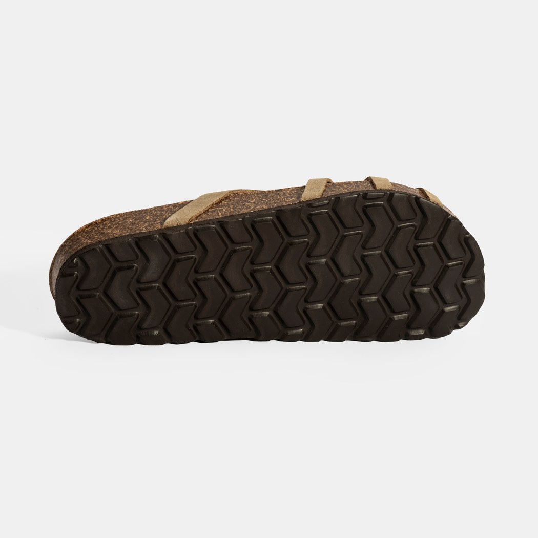 Kadın Bej Taş Detaylı Süet Terlik