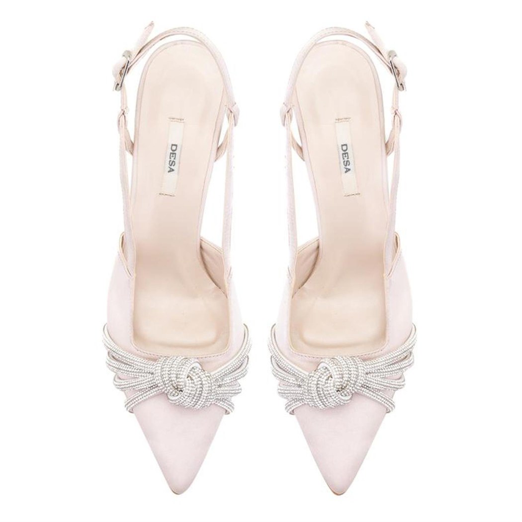 Kadın Bej Taşlı Saten Abiye Ayakkabı