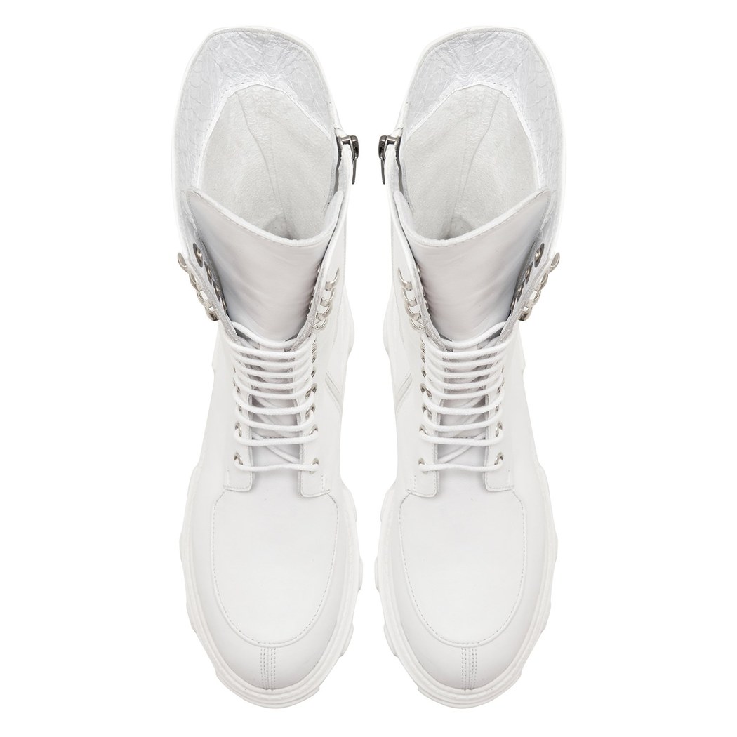 Kadın Beyaz Deri Bot